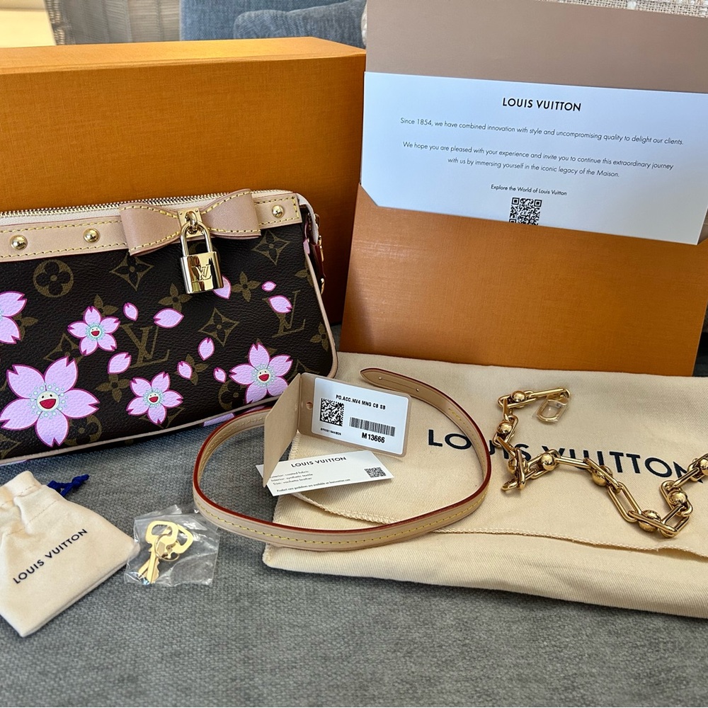Authentic Louis Vuitton 2025 Murakami Cherry Blossom Pochette Accessoires